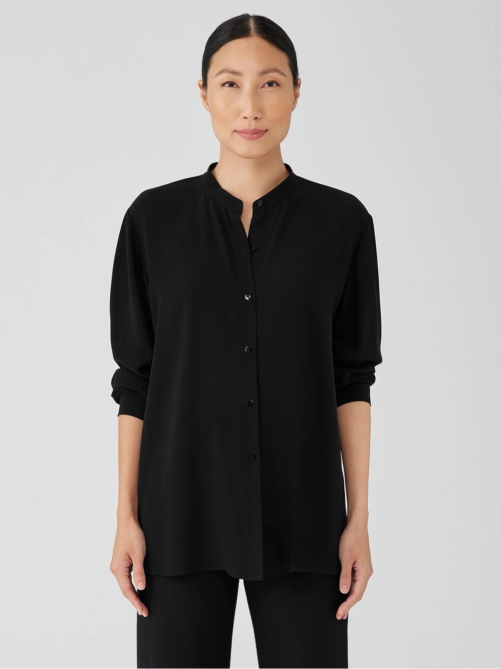 NWT Linen Eileen Fisher Mandarin Top Blouse